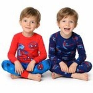 NWT Marvel Spider-Man Kids 4-Piece PJ Set Red Navy Blue Glow in the Dark Size 5